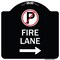 Signmission Fire Lane No Parking and Right Arrow Heavy-Gauge Aluminum Sign, 18" x 18", BW-1818-24019 A-DES-BW-1818-24019 - alternate 1